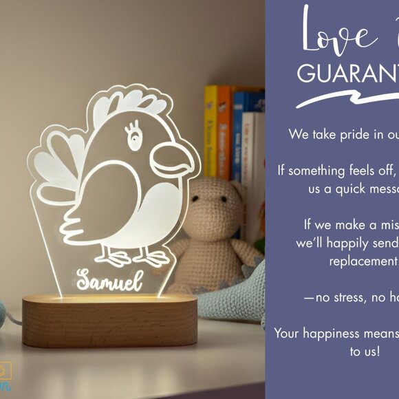 Rooster Chick Custom Name Light • Personalized LED Cloud Decor • Baby Gift - Picture 6 of 8